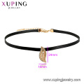 44359 xuping latest designs leather choker necklace for female fancy leaf shaped pendant necklace with magnetic clasp